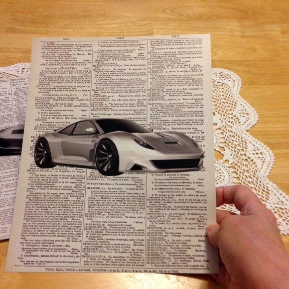Expensive Vehicles on Newsprint wall art - Picture 5 of 7
